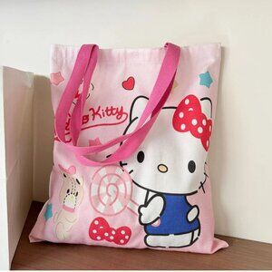 HELLO KITTY Large Capacity Canvas Shopping Bag NEW